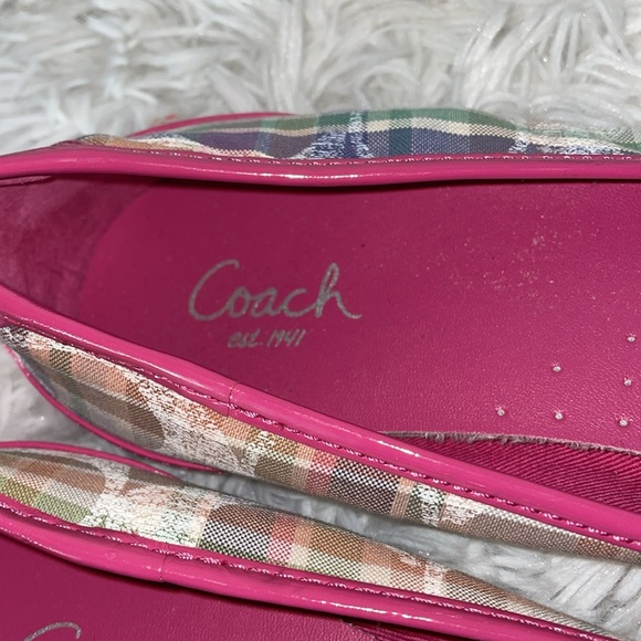 Coach Cecile Canvas Signature Logo Pink Leather Cap Toe Ballet Flats Size 8 - Picture 5 of 6